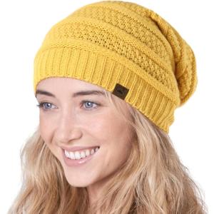 imageTough Headwear Slouchy Beanie Hats for Women Oversized Mens Beanie Hat Knitted Beanie Running Gear for MenWomens Fall HatMustard