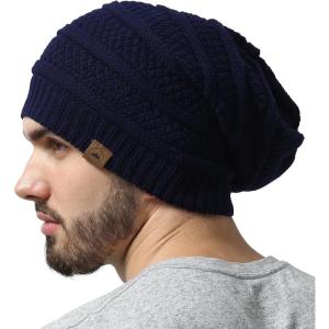 imageTough Headwear Slouchy Beanie Hats for Women Oversized Mens Beanie Hat Knitted Beanie Running Gear for MenWomens Fall HatNavy Blue