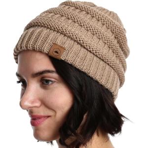imageTough Headwear Womens Winter Hat  Warm Chunky Cable Knit Beanies  Winter Beanie Hats for Women Cold Weather  Beanies WomenBeige