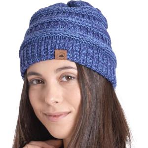 imageTough Headwear Womens Winter Hat  Warm Chunky Cable Knit Beanies  Winter Beanie Hats for Women Cold Weather  Beanies WomenBlue Melange