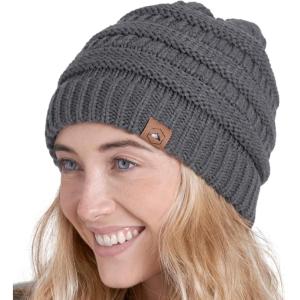 imageTough Headwear Womens Winter Hat  Warm Chunky Cable Knit Beanies  Winter Beanie Hats for Women Cold Weather  Beanies WomenMerino Wool  Dark Gray
