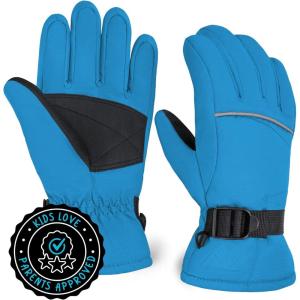 imageTough Outdoors Kids Snow Gloves  Ski ampamp Snowboarding Waterproof Insulated Winter Gloves for Girls Boys ampamp ToddlersBlue