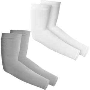 imageTough Outdoors Sun Protection Sleeves  UV Arm Sleeves for Men and Women  Golf Cooling Arm Sleeves  Baseball Sun SleevesDark Gray  White