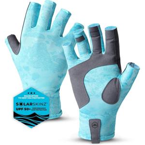 imageTough Outdoors UV Fishing Gloves  Fingerless Kayaking ampamp Sailing  UPF 50 Sun ProtectionLight Blue