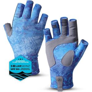imageTough Outdoors UV Fishing Gloves  Fingerless Kayaking ampamp Sailing  UPF 50 Sun ProtectionNavy Blue
