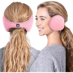 imageTough Headwear Warm Winter Ear Muffs For Men Women Earmuffs Behind the Head Fleece Ear Warmers Ear Covers for Cold WeatherPink