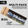 imageTough Headwear Thin Elastic Headbands Sports Headbands for Women amp Men  Mens Workout Headband  Running or Soccer Headband  6PackCamoBlk