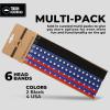 imageTough Headwear Thin Elastic Headbands Sports Headbands for Women amp Men  Mens Workout Headband  Running or Soccer Headband  6PackPatriotic