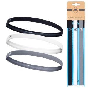 imageTough Headwear Thin Elastic Headbands Sports Headbands for Women amp Men  Mens Workout Headband  Running or Soccer Headband  6PackBlack Gray and White